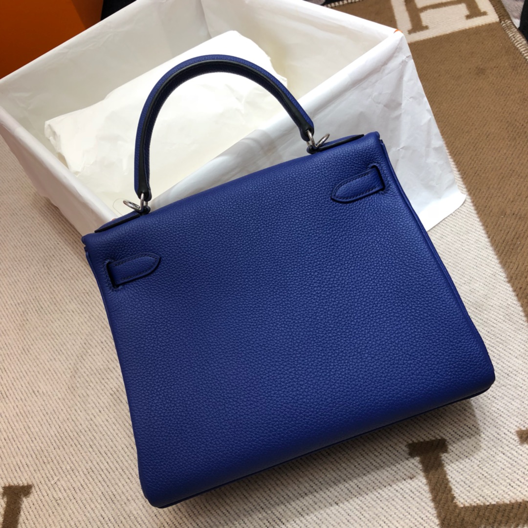 Hermes Kelly 28cm Handbag Shoulder Bag in Blue Electric Togo Leather